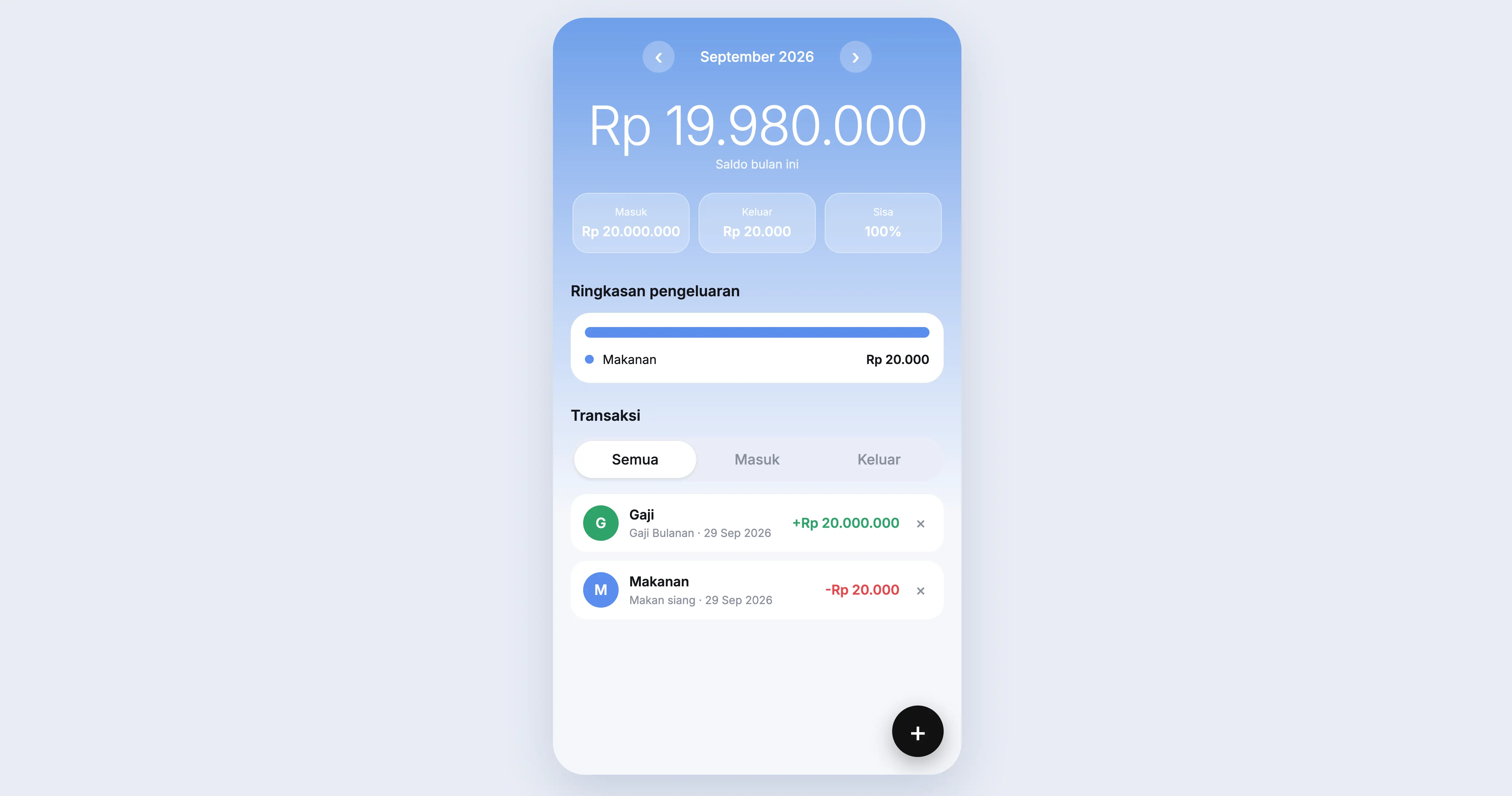 Tampilan ala aplikasi ponsel